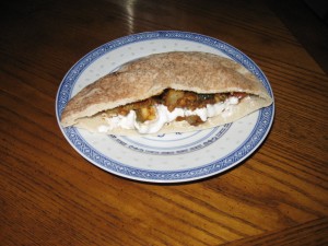 Tempeh and Zucchini Curry in Pita